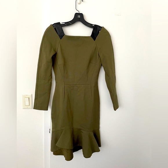 Emilio Pucci khaki dress with lamskin leather trim NWOT - Picture 2 of 5